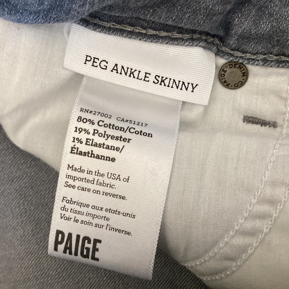 𝅺PAIGE Peg Ankle Skinny in Oxford Grey size 24 - Picture 5 of 7